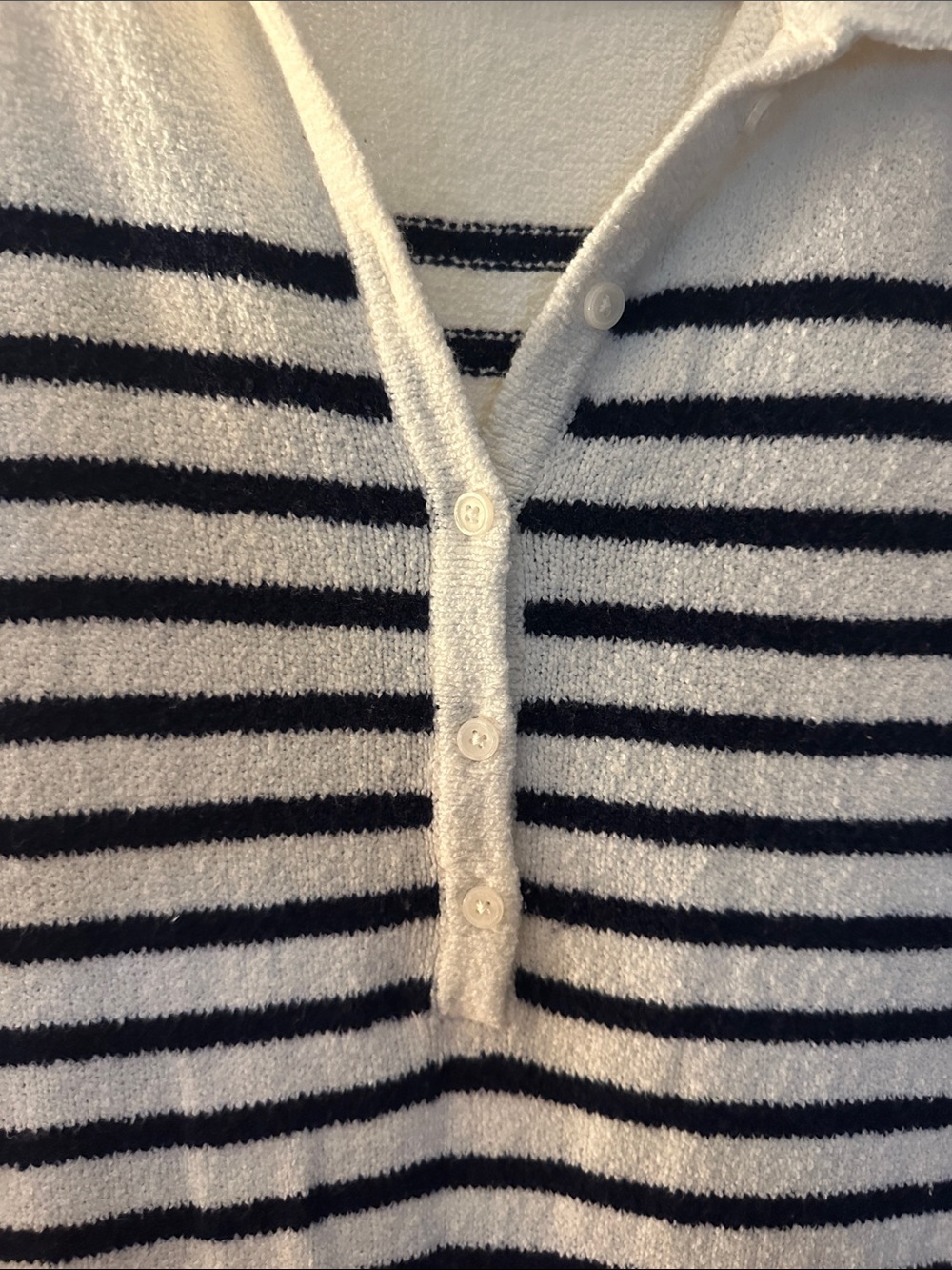 Cream & Navy Striped Knit Polo Dress - Picture 2 of 7